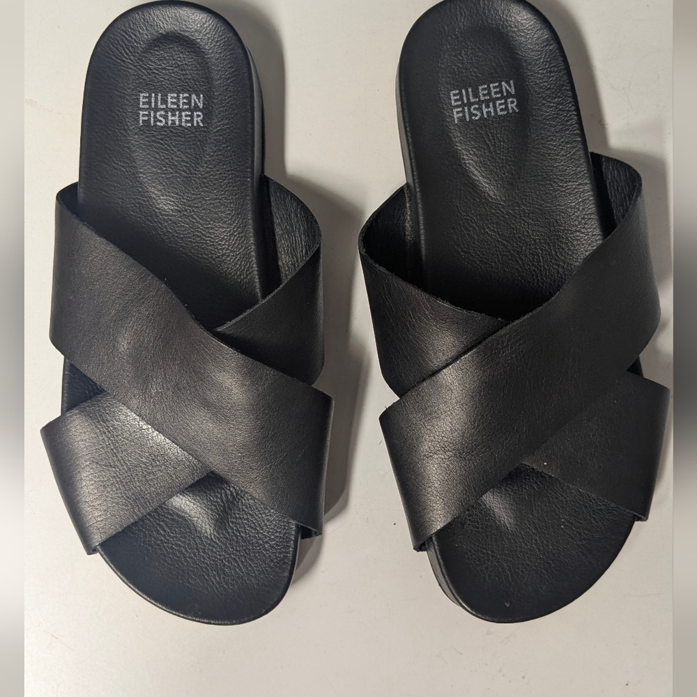 Eileen Fisher Black Crisscross Sandals